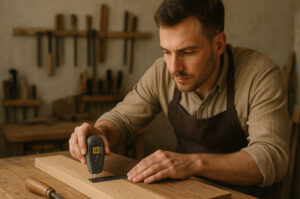 woodworker wearing safety goggles