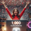 small YouTuber celebrating as their subscriber counter jumps to 1,000