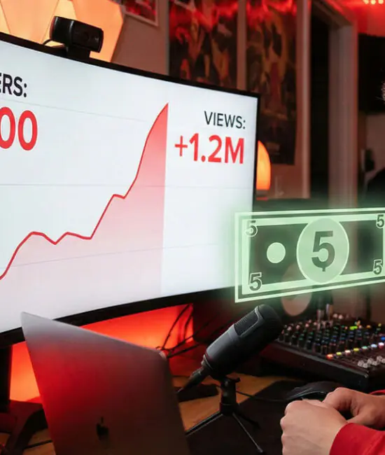 small YouTuber sitting at a desk