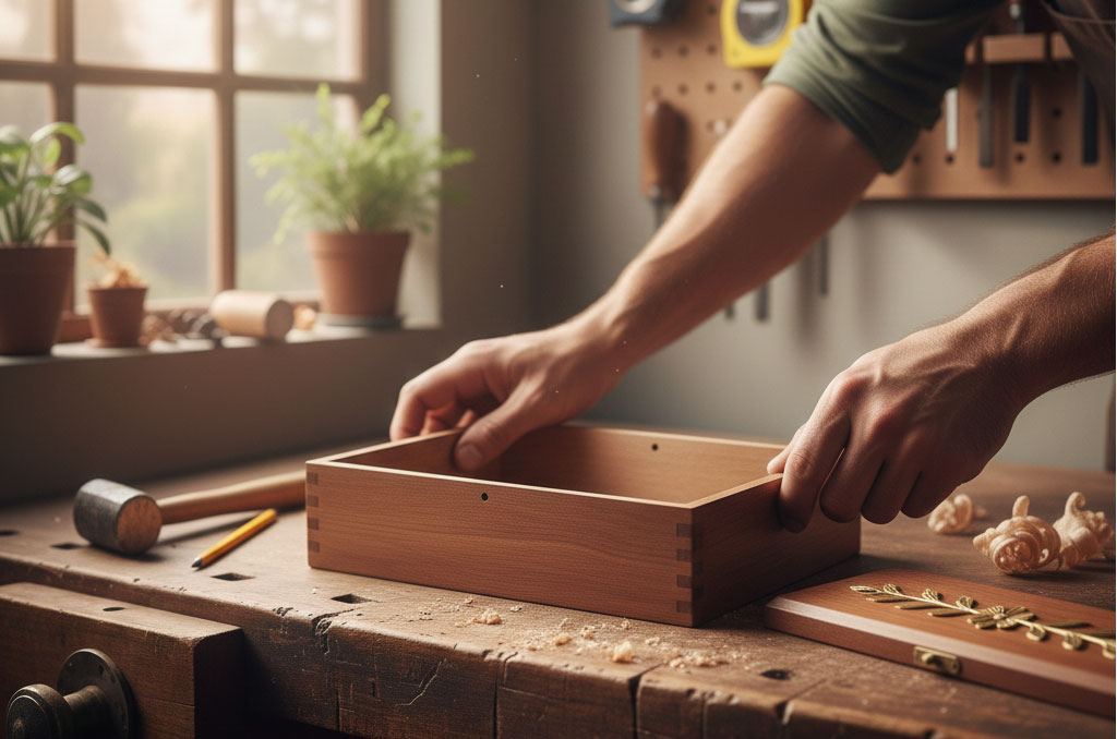 Wooden jewelry box frame